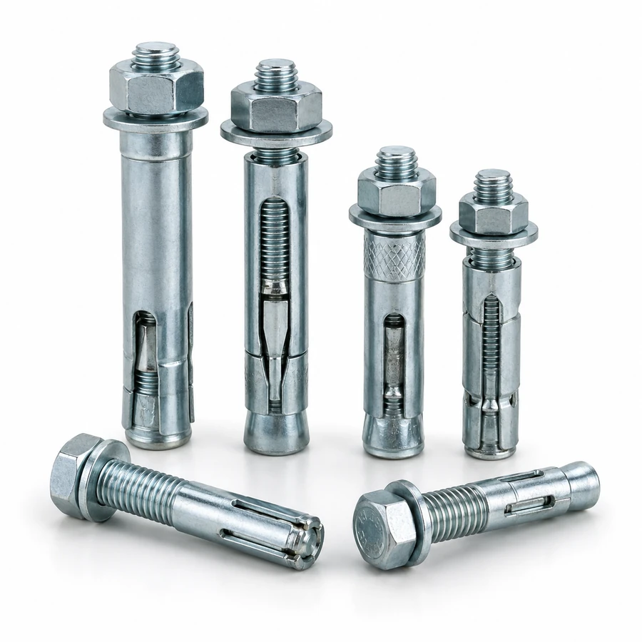 Wedge anchors and sleeve anchors for concrete fastening applications