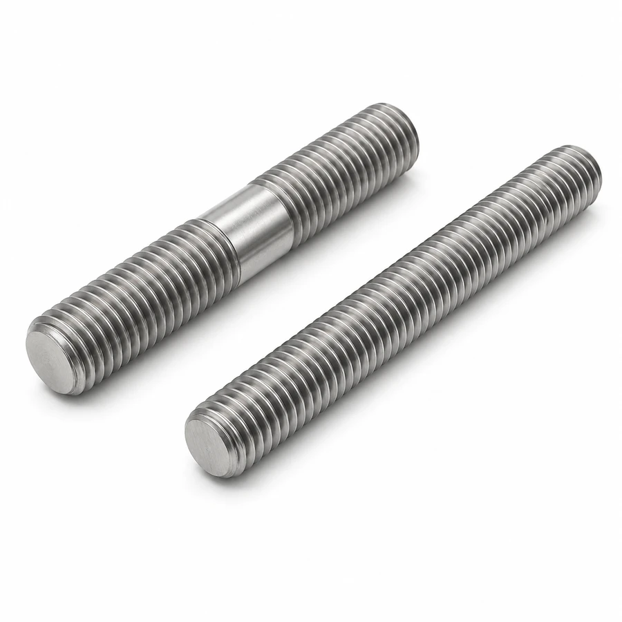 Double-end studs with threaded ends and plain center sections in multiple sizes and finishes
